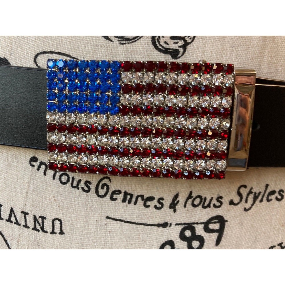 American Flag Rhinestone Belt - Picture 2 of 6